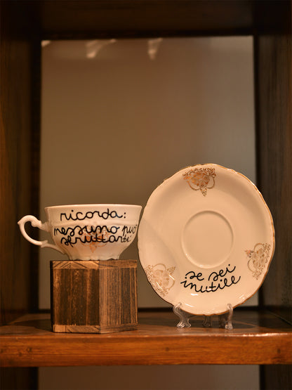 Tazza da the vintage con scritta